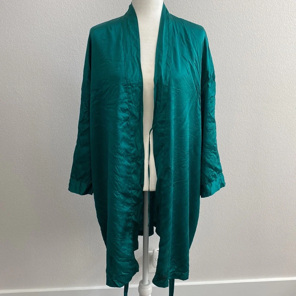 Vintage Victoria's Secret‎ Green Robe Kimono Belted Robe Nightgown Womens Sz M/L